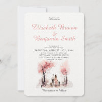 Couple with 2 Dog Watercolor Template Wedding
