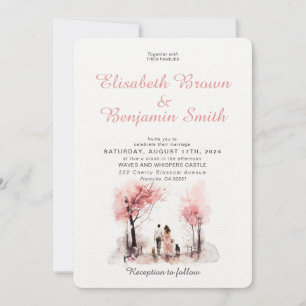 Couple with 2 Dog Watercolor Template Wedding