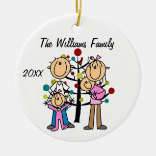 Couple With Girl, Baby Girl Custom Ceramic Tree Decoration