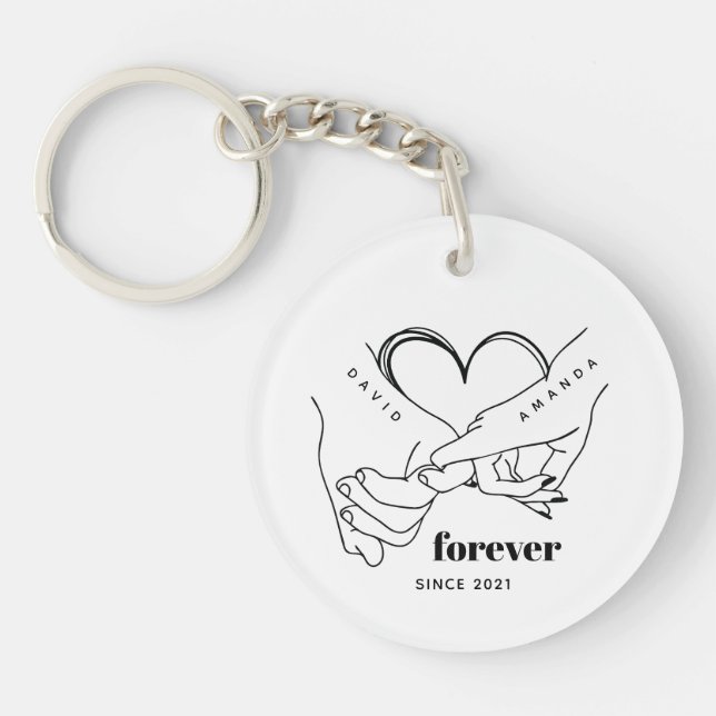 Couple with name Custom Anniversary Gift Idea Key Ring (Front)