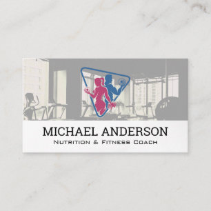 Couple Working Out   Fitness Gym Equipment Business Card