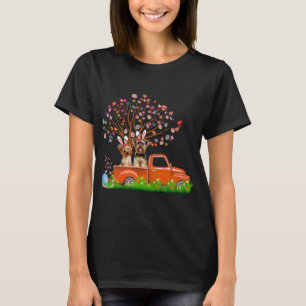 Couple Yorkie Dog Red Truck Bunny Ear Egg Tree Eas T-Shirt
