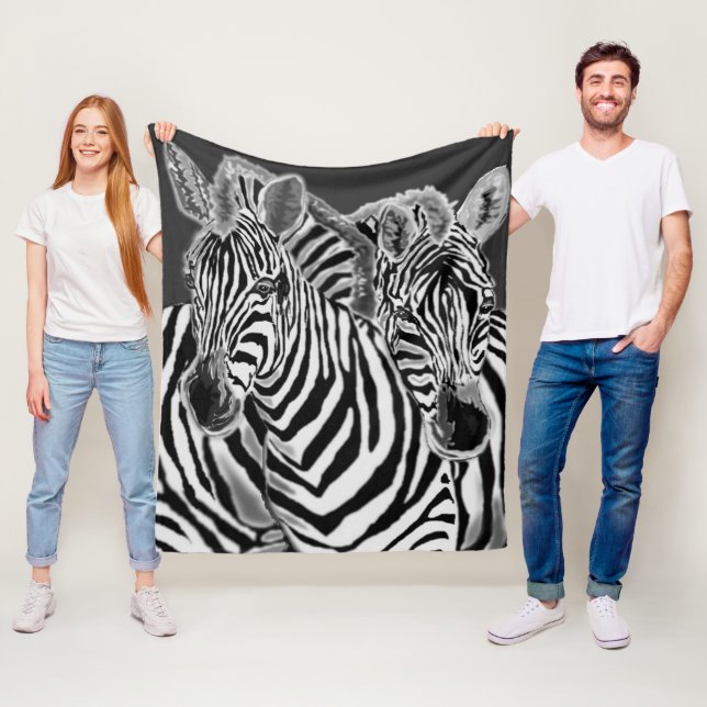 Couple Zebra Fleece Blanket (In Situ)