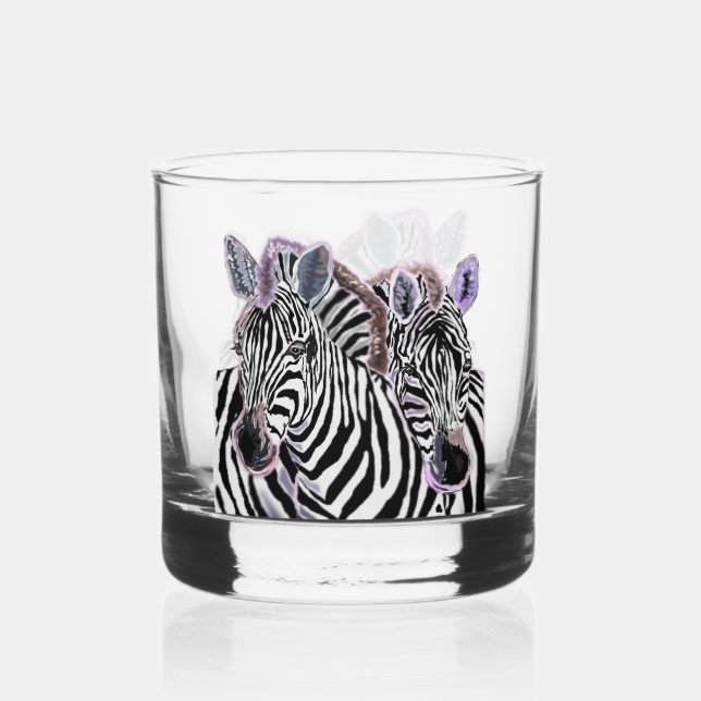 Couple Zebra Whiskey Glass (Back)