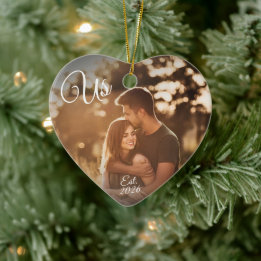 Couples 1st Christmas Us Established Date Photo Ceramic Tree Decoration