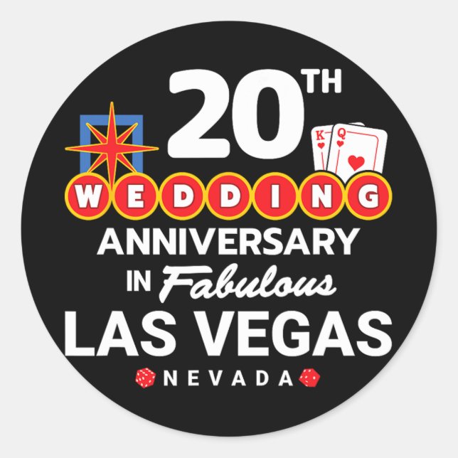 Couples 20th Anniversary - Vegas 20th Wedding Anni Classic Round Sticker (Front)