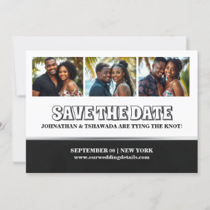 Couples 3 photo editable save the date wedding invitation