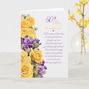 Couple's 50th Wedding Anniversary Roses and Violet Card