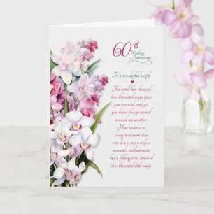 Couple's 60th Wedding Anniversary Orchids Card