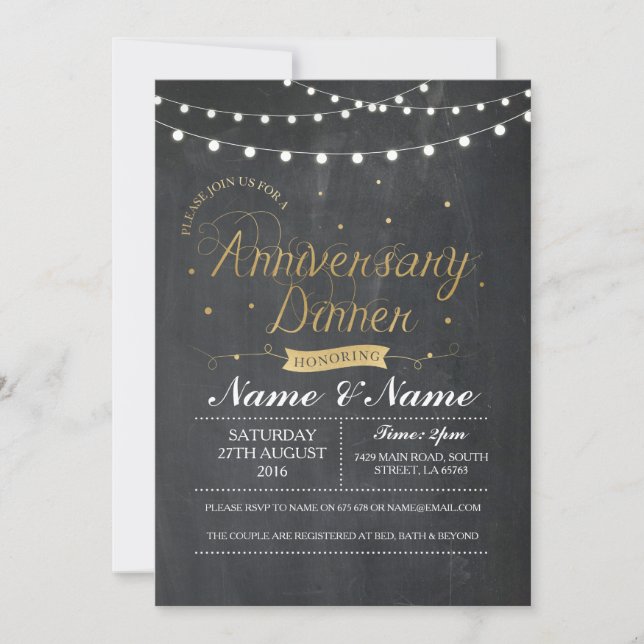 Couples Anniversary Dinner Party Wedding Invite (Front)