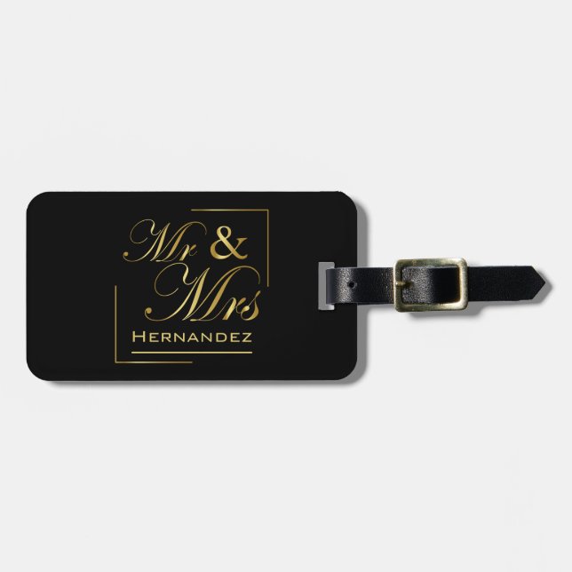couples anniversary gift mr & mrs  luggage tag (Front Horizontal)