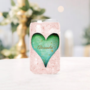 Couples/Any Name Rustic Heart Can Glass