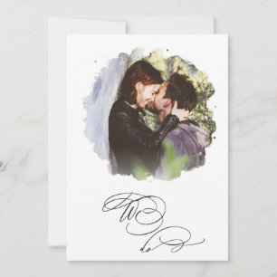 *~* Couples Artsy PHOTO RSVP + QR AR6 Wedding Inv Invitation