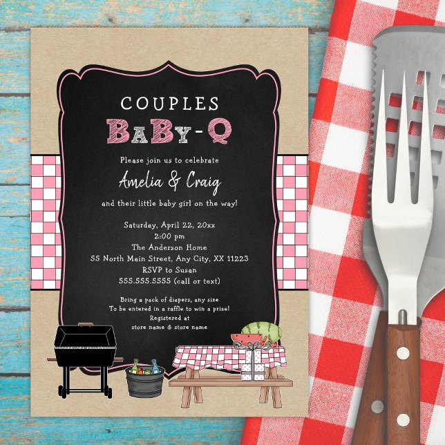 Couples Baby Q, girl BBQ baby shower Invitation (Creator Uploaded)