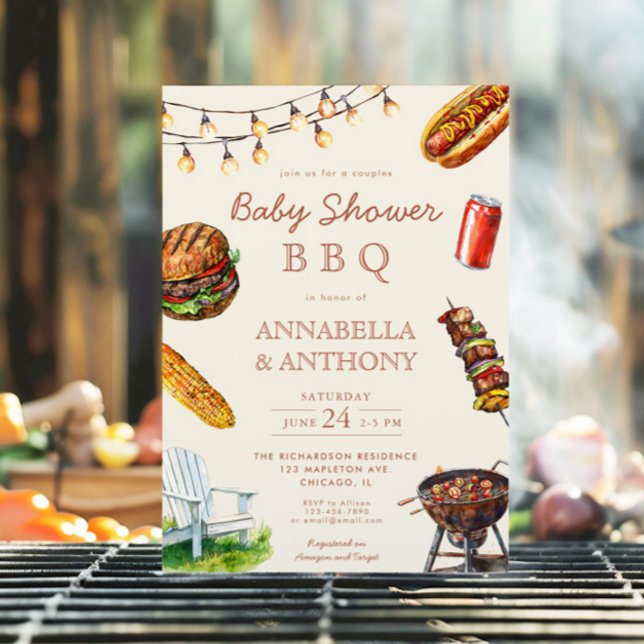 Couples baby shower BBQ barbecue summer Invitation (Creator Uploaded)