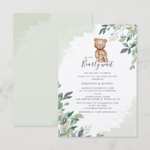 Couples Baby Shower Bearly Wait Eucalyptus Foliage Invitation