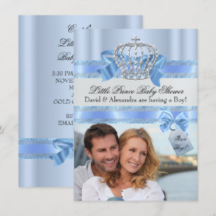 Couple's Baby Shower Boy Blue Little Prince Photo Invitation