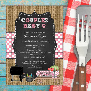 Couples Baby Shower, girl baby-q, backyard BBQ Invitation