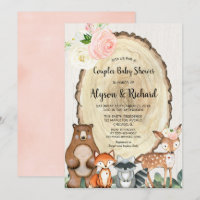 Couples baby shower girl pink woodland animal