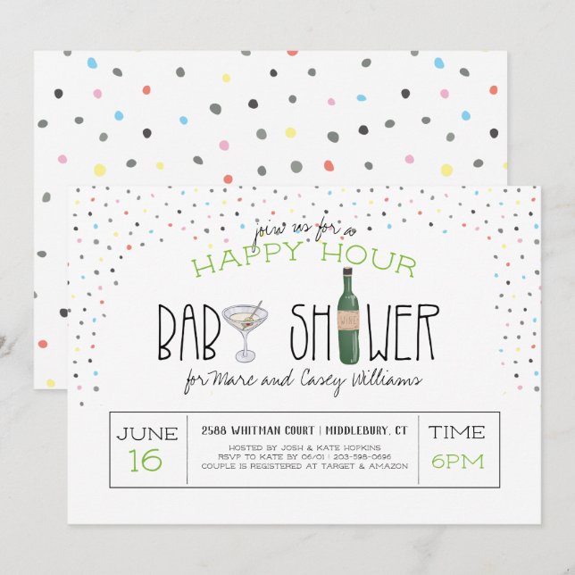 Couples Baby Shower | Happy Hour Invitation (Front/Back)