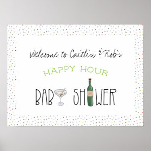 Couples Baby Shower   Happy Hour Welcome Poster