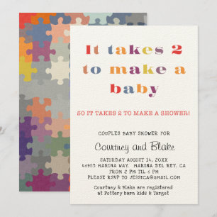 Couples Baby Shower Invitation Ecru