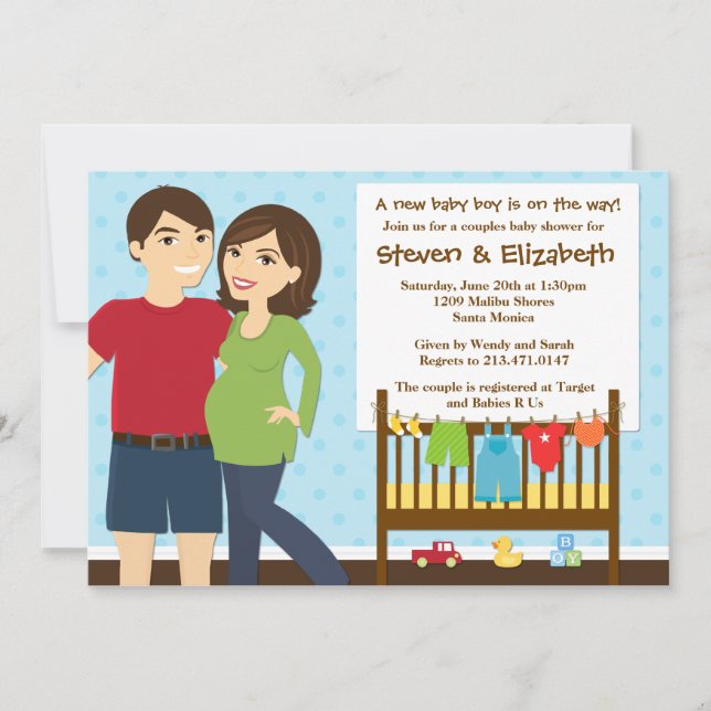 Couples Baby Shower Invitation for a Boy (Front)