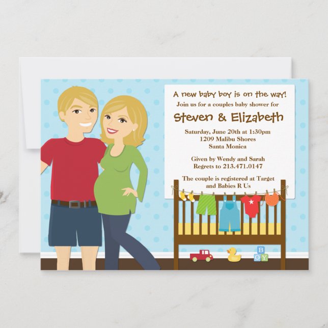 Couples Baby Shower Invitation for a Boy (Front)