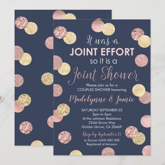 Couples Baby Shower invitation Joint Effort (Front/Back)