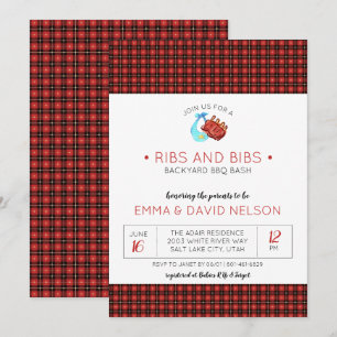 Couples Baby Shower   Ribs & Bibs Invitation