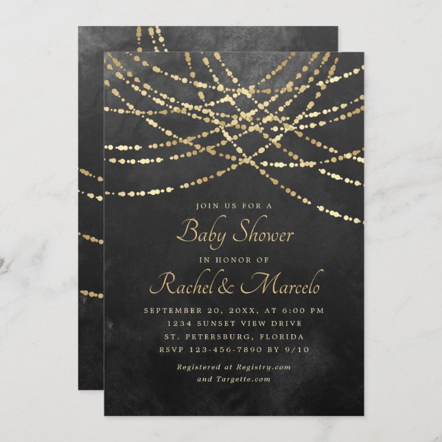 Couples Baby Shower String Lights Invitation (Front/Back)