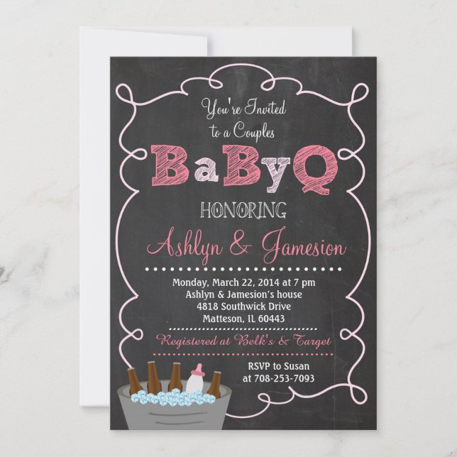 Couples BabyQ BBQ Baby Shower Invitation (Front)