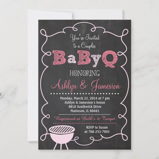 Couples BabyQ BBQ Baby Shower Invitation (Front)