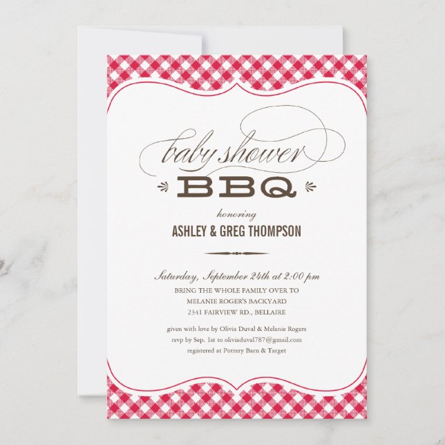 Couple's BBQ Baby Shower Invitations (Front)