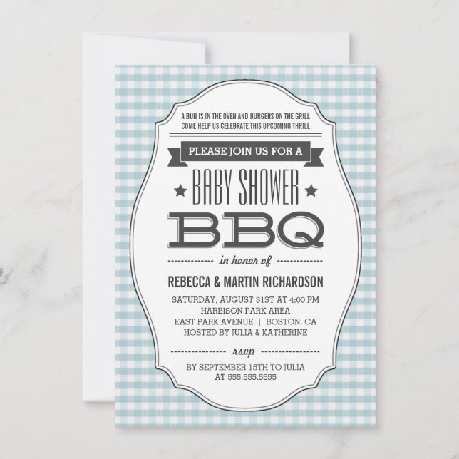 Couples BBQ Boy Baby Shower Invitations (Front)