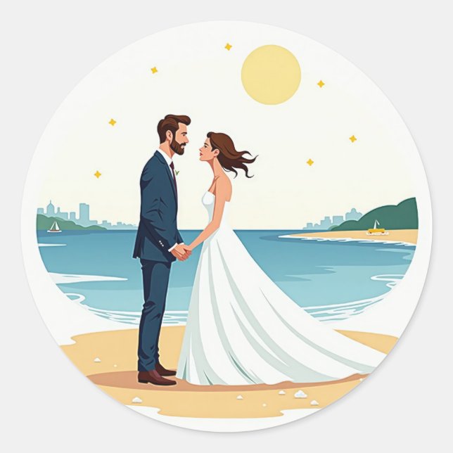 Couples' Beach Romance Sticker (Front)