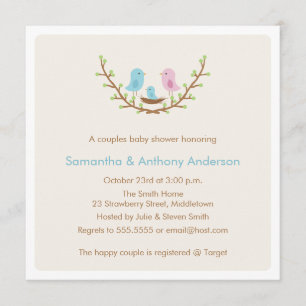 Couples Bird Baby Shower Invitation - Boy