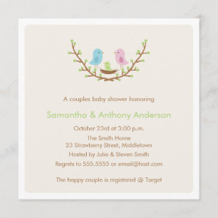 Couples Bird Baby Shower Invitation Gender Neutral