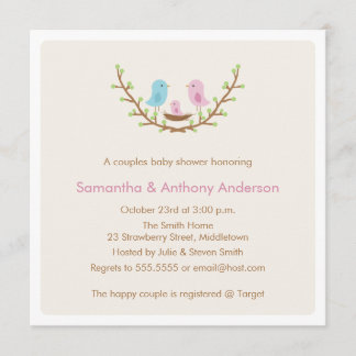 Couples Bird Baby Shower Invitation - Girl