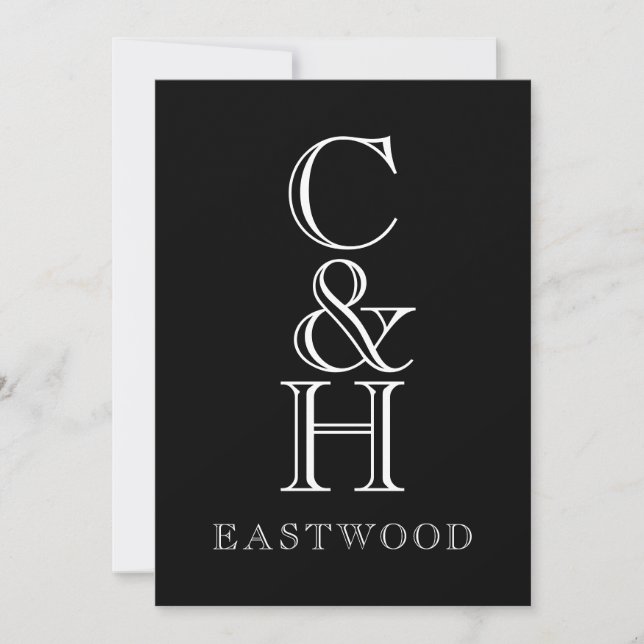 Couples Black White Modern Note Cards (Front)