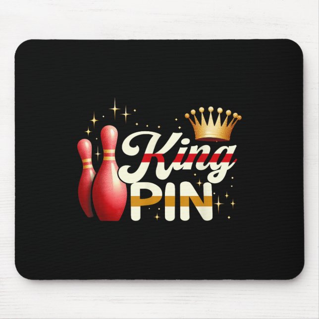Couples Bowler League Bowling King Pin Wearing Cro Mouse Mat (Front)