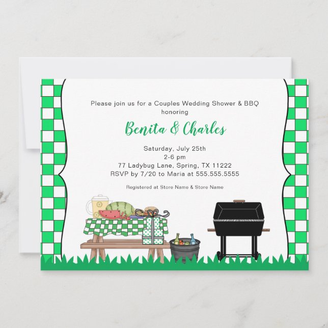 Couples Bridal or Wedding Shower BBQ party Invitation (Front)