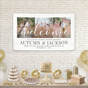 Couples Bridal Shower Elegant 3 Photo Welcome Banner