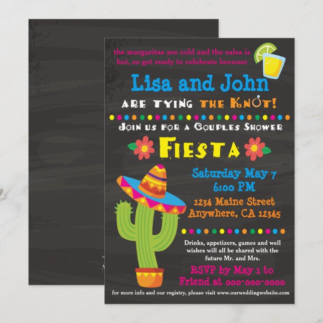 Couples Bridal Shower Fiesta Invitation (Front/Back)