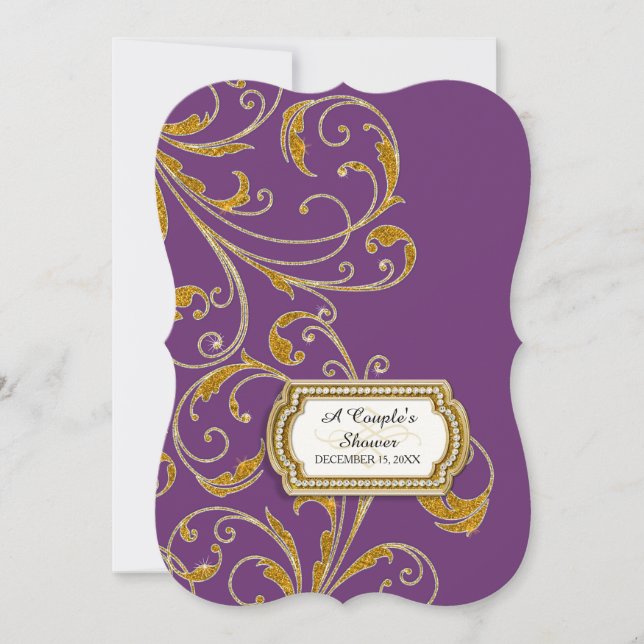 Couple's Bridal Shower Glam Old Hollywood Regency Invitation (Front)