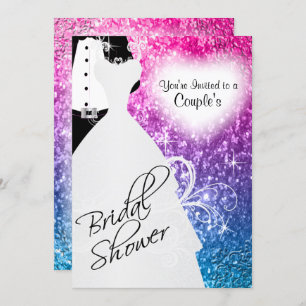Couple's Bridal Shower in an Elegant Glitter Colou Invitation