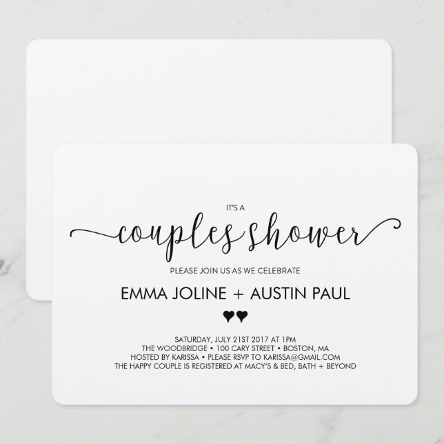 Couples Bridal Shower Invitation - Kraft (Front/Back)