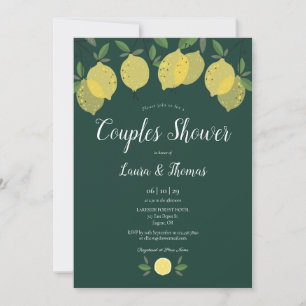 Couples Bridal Shower Lemons Emerald Green Invitation