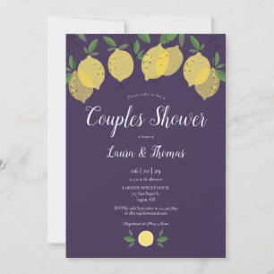 Couples Bridal Shower Lemons Purple Invitation