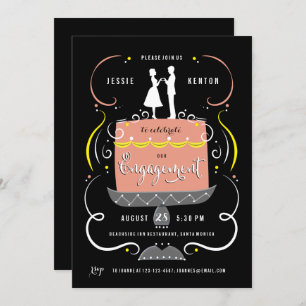 Couple's Cake Topper Engagement Party Invitation